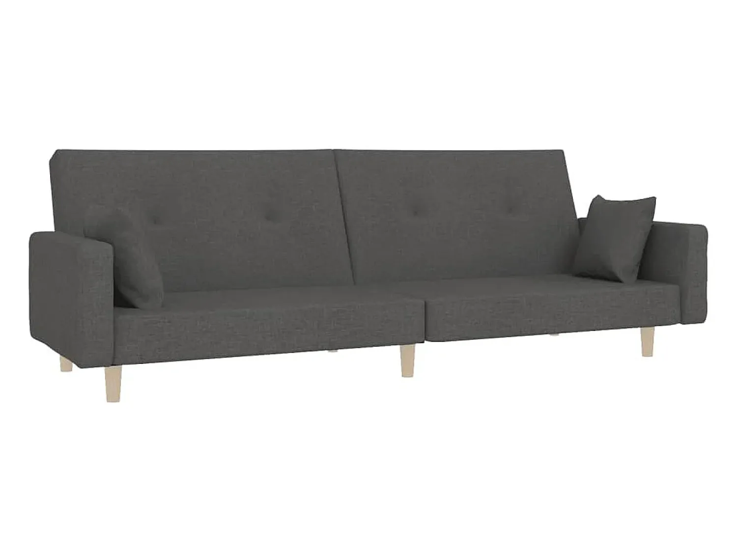 New Sofá-cama 2 lugares com duas almofadas tecido -escuro PT862266 Cinzento