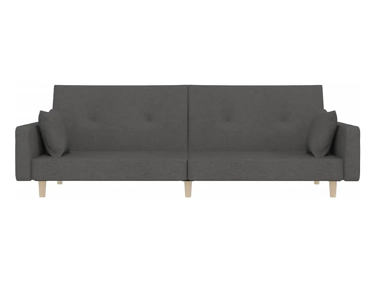 New Sofá-cama 2 lugares com duas almofadas tecido -escuro PT862266 Cinzento