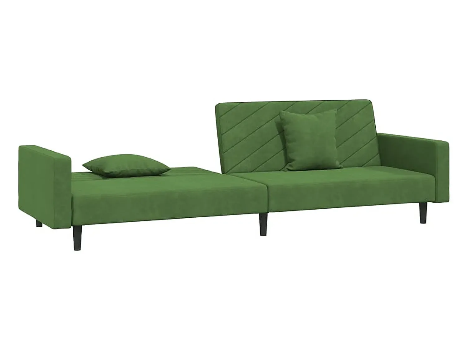 Sofá-cama 2 lugares com duas almofadas veludo -escuro PT578613^ Sofá