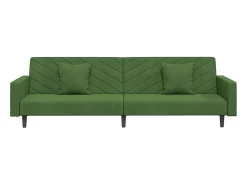 Sofá-cama 2 lugares com duas almofadas veludo -escuro PT578613^ Sofá