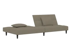 Sofá-cama 2 lugares com duas almofadas veludo -claro PT860011^ Sofá