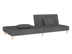 Sofá*vidaxl Sofá-cama 2 lugares com duas almofadas tecido -escuro Cinzento
