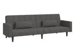 Sofá-cama 2 lugares com duas almofadas tecido -escuro PT467038^ Sofá