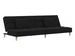 Sofá| Sofá-cama 2 lugares com duas almofadas tecido PT131886 Preto