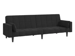 New Sofá-cama 2 lugares com duas almofadas veludo PT741415 Preto