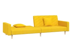 Sofá*vidaxl Sofá-cama 2 lugares com duas almofadas tecido Amarelo