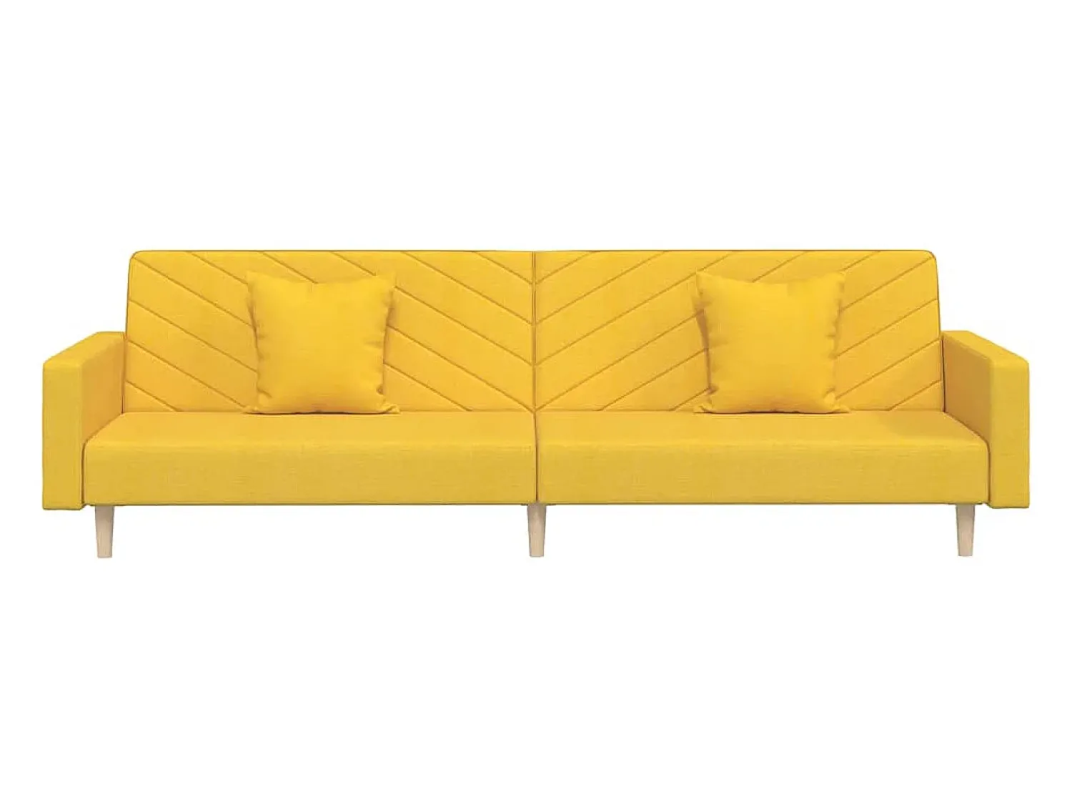 Sofá*vidaxl Sofá-cama 2 lugares com duas almofadas tecido Amarelo