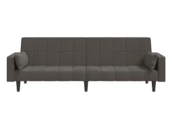 Sofá-cama 2 lugares com duas almofadas veludo -escuro PT160393^ Sofá