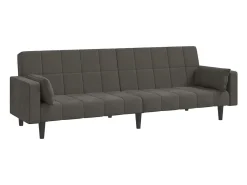 Sofá-cama 2 lugares com duas almofadas veludo -escuro PT160393^ Sofá