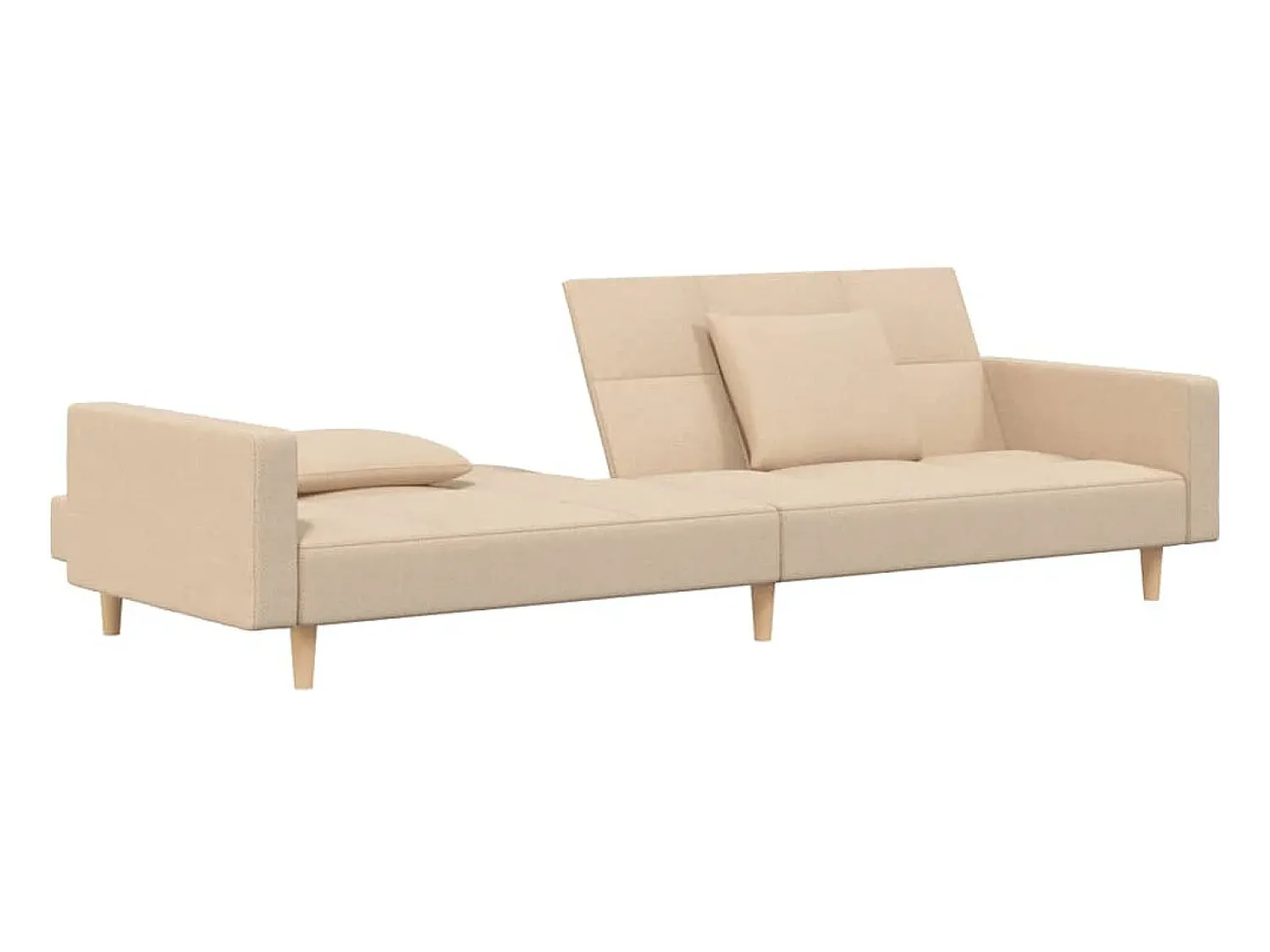 Best vidaxl Sofá-cama 2 lugares com duas almofadas tecido cor Creme