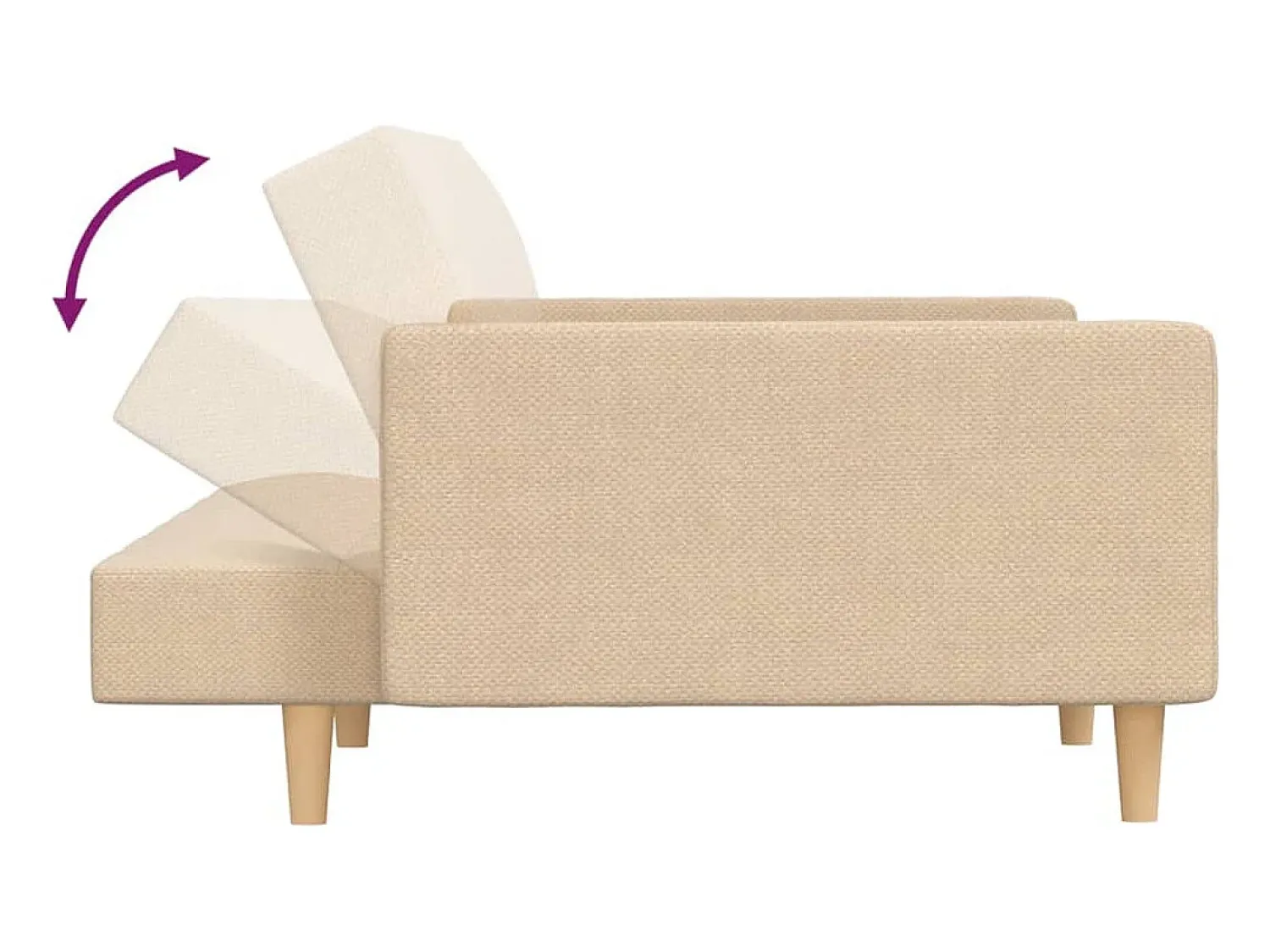Best vidaxl Sofá-cama 2 lugares com duas almofadas tecido cor Creme