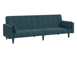 Sofá| Sofá-cama 2 lugares com duas almofadas veludo PT223931 Azul
