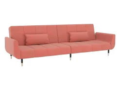 Clearance vidaxl Sofá-cama 2 lugares com duas almofadas veludo Rosa