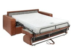 Sofá|Vente-unique Sofá-cama 3 lugares express em couro vintage caramelo 140 cm colchão 14 cm CALITO Castanho