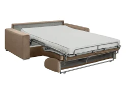 Sofá*Vente-unique Sofá-cama abertura rápida 4 lugares colchão de 14 cm veludo CALITO Bege