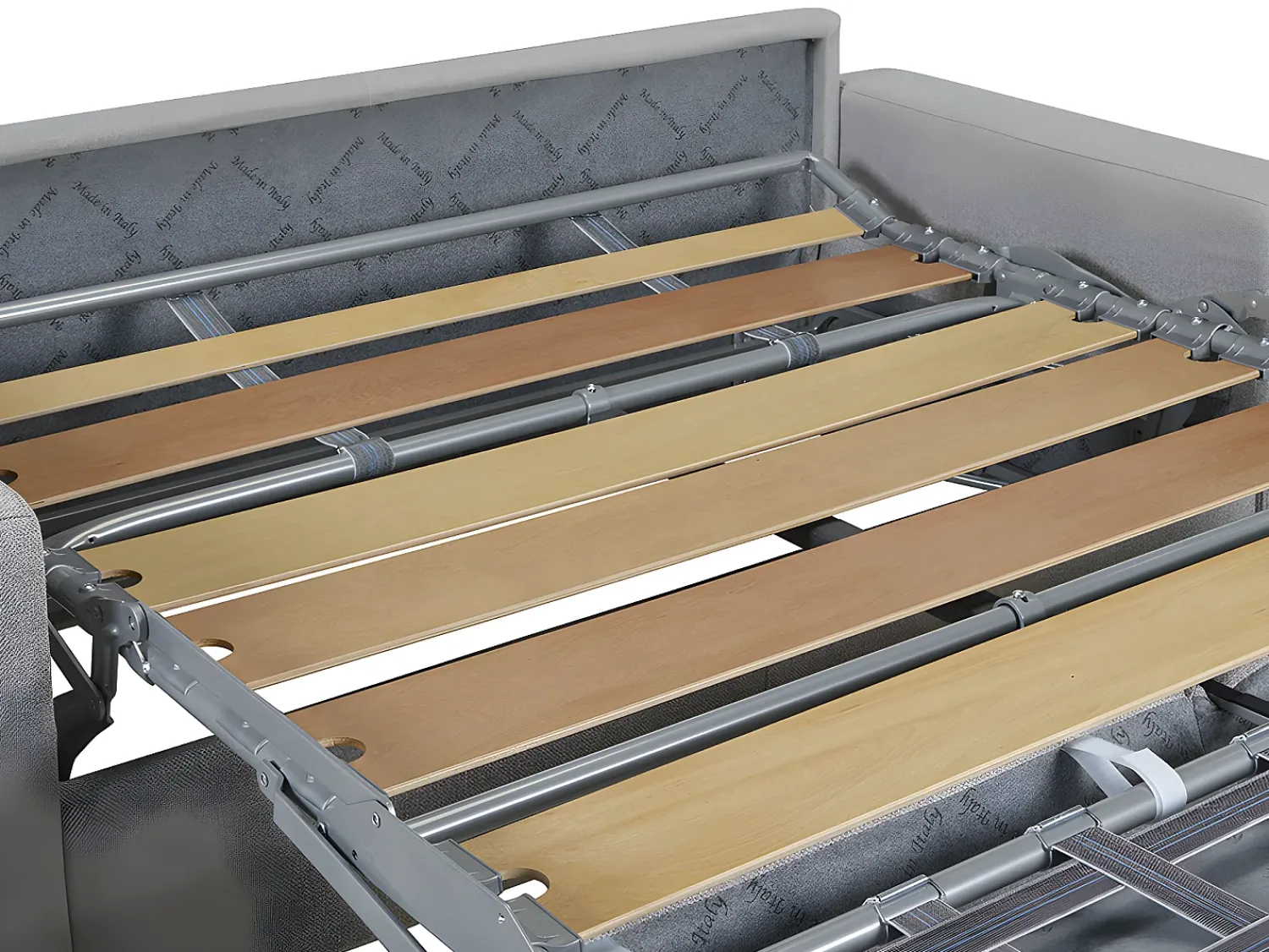 Vente-unique Sofá-cama abertura rápida 2 lug. colchão de 18cm veludo cinzento CALITO^ Sofá