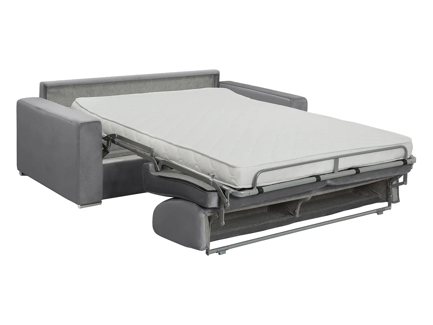 Sofá*Vente-unique Sofá-cama abertura rápida 3 lug. colchão de 14cm veludo cinzento CALITO Cinza antracite