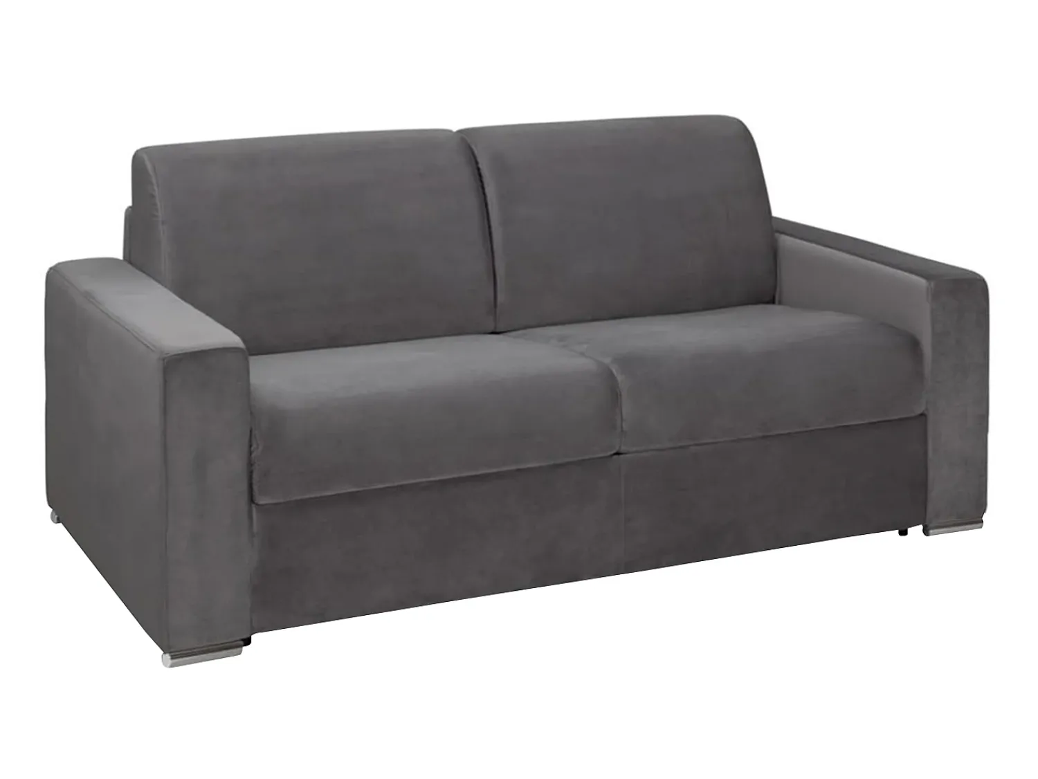 Sofá|Vente-unique Sofá-cama abertura rápida 3 lug. colchão de 18cm veludo cinzento CALITO Cinza antracite