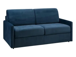 Online Vente-unique Sofá-cama abertura rápida 3 lug. colchão de 22 cm veludo azul CALIFE Azul escuro