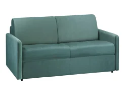 Sofá*Vente-unique Sofá-cama abertura rápida 2 lug. colchão de 18 cm veludo verde CALIFE Verde esmeralda