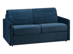 Sofá|Vente-unique Sofá-cama abertura rápida 2 lug. colchão de 14cm veludo azul CALIFE Azul escuro