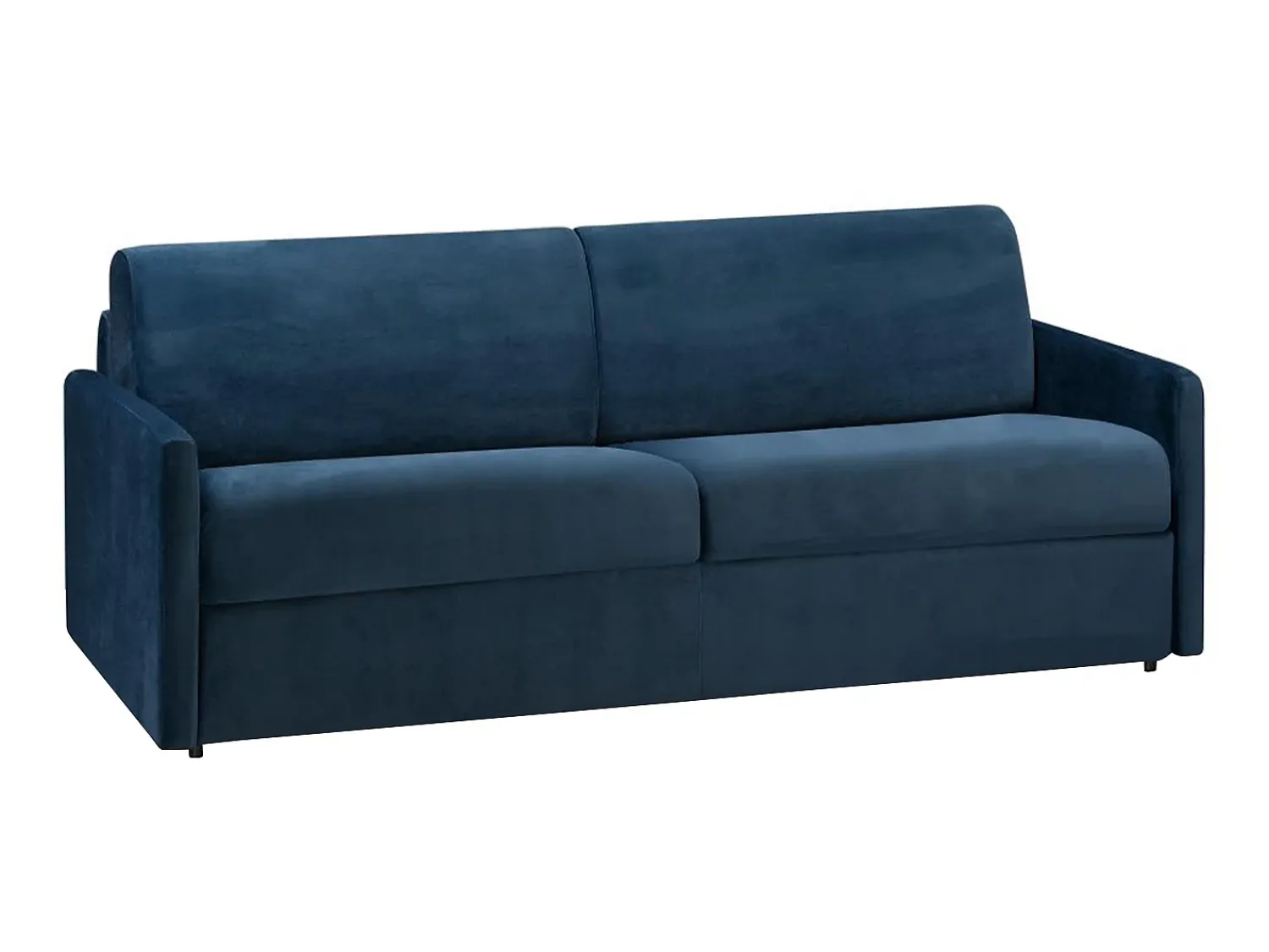 Sofá*Vente-unique Sofá-cama abertura rápida 4 lug. colchão de 18cm veludo azul CALIFE Azul escuro