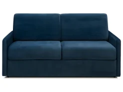 Sofá*Vente-unique Sofá-cama abertura rápida 3 lug. colchão de 18 cm veludo azul CALIFE Azul escuro