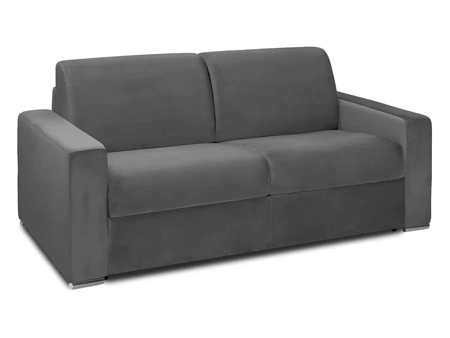 Online Vente-unique Sofá-cama abertura rápida 2 lug. colchão de 22cm veludo cinzento CALITO Cinza antracite