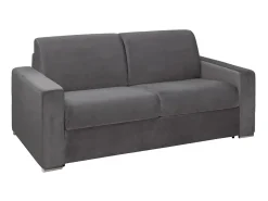 Sofá|Vente-unique Sofá-cama abertura rápida 3 lug. colchão de 22cm veludo cinzento CALITO Cinza antracite
