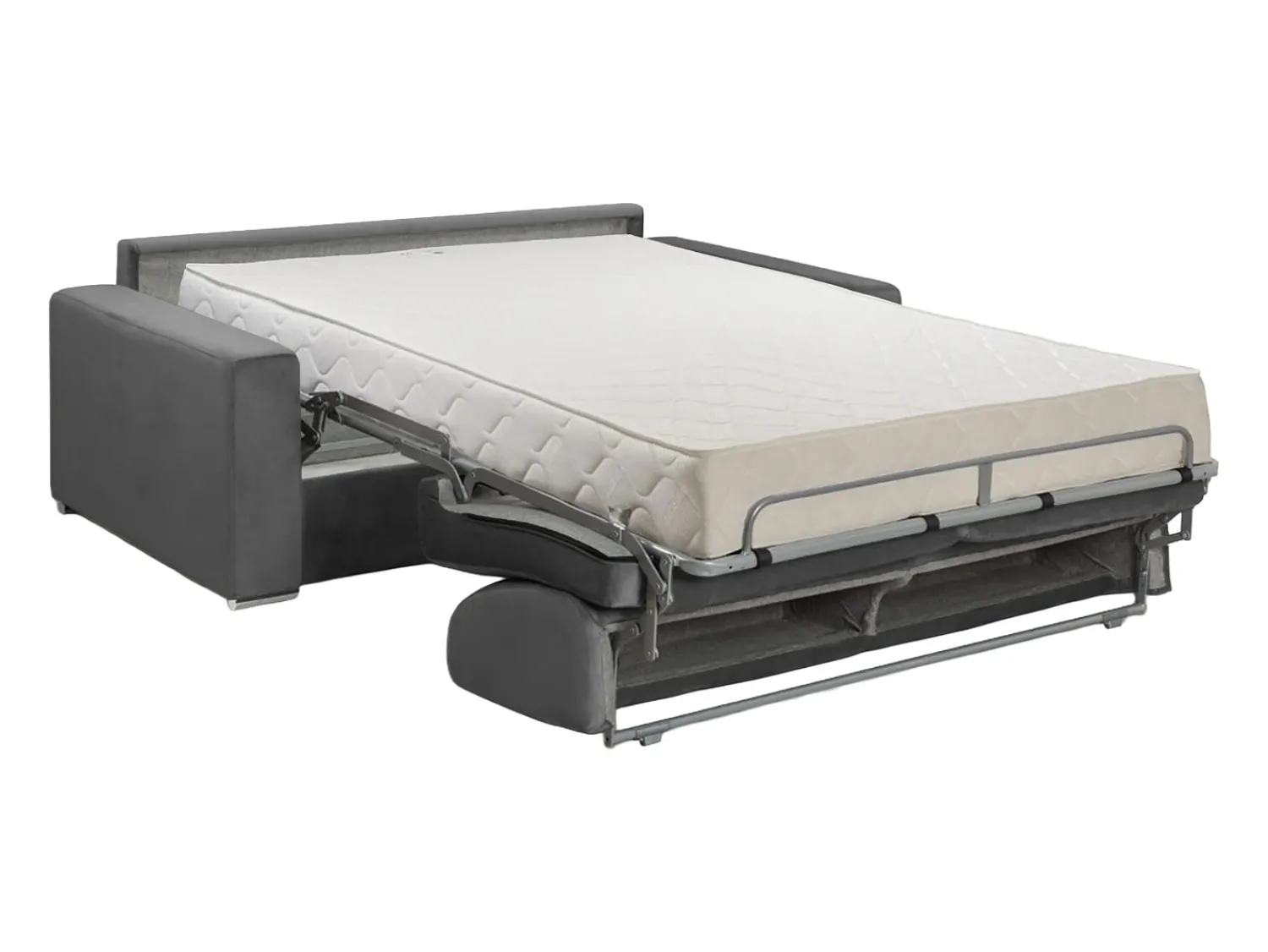 Sofá|Vente-unique Sofá-cama abertura rápida 3 lug. colchão de 22cm veludo cinzento CALITO Cinza antracite