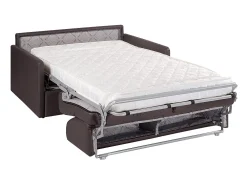 Sofá|Vente-unique Sofá-cama abertura rápida em símili assento memória de forma 120 cm colchão 14 cm CALIFE Taupe