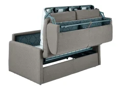 Sofá|Vente-unique Sofá-cama abertura rápida em tecido cinza claro assento com assento de memória de forma 120 cm colchão 18 cm CALIFE Cinzento claro