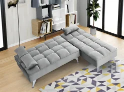 Sofá*Saldosystocks Sofá-Cama Chaise Longue Noelia XS 200cm Cinza Cinzento