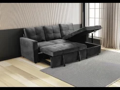 Sofá*Saldosystocks Sofá-Cama Chaise Longue Pau 215cm Preto
