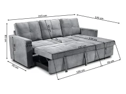 Sofá*Saldosystocks Sofá-Cama Chaise Longue Pau 215cm Preto