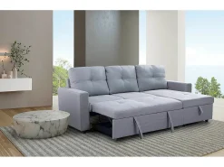 Sofá|Saldosystocks Sofá-Cama Chaise Longue Pau 215cm Cinza Cinzento