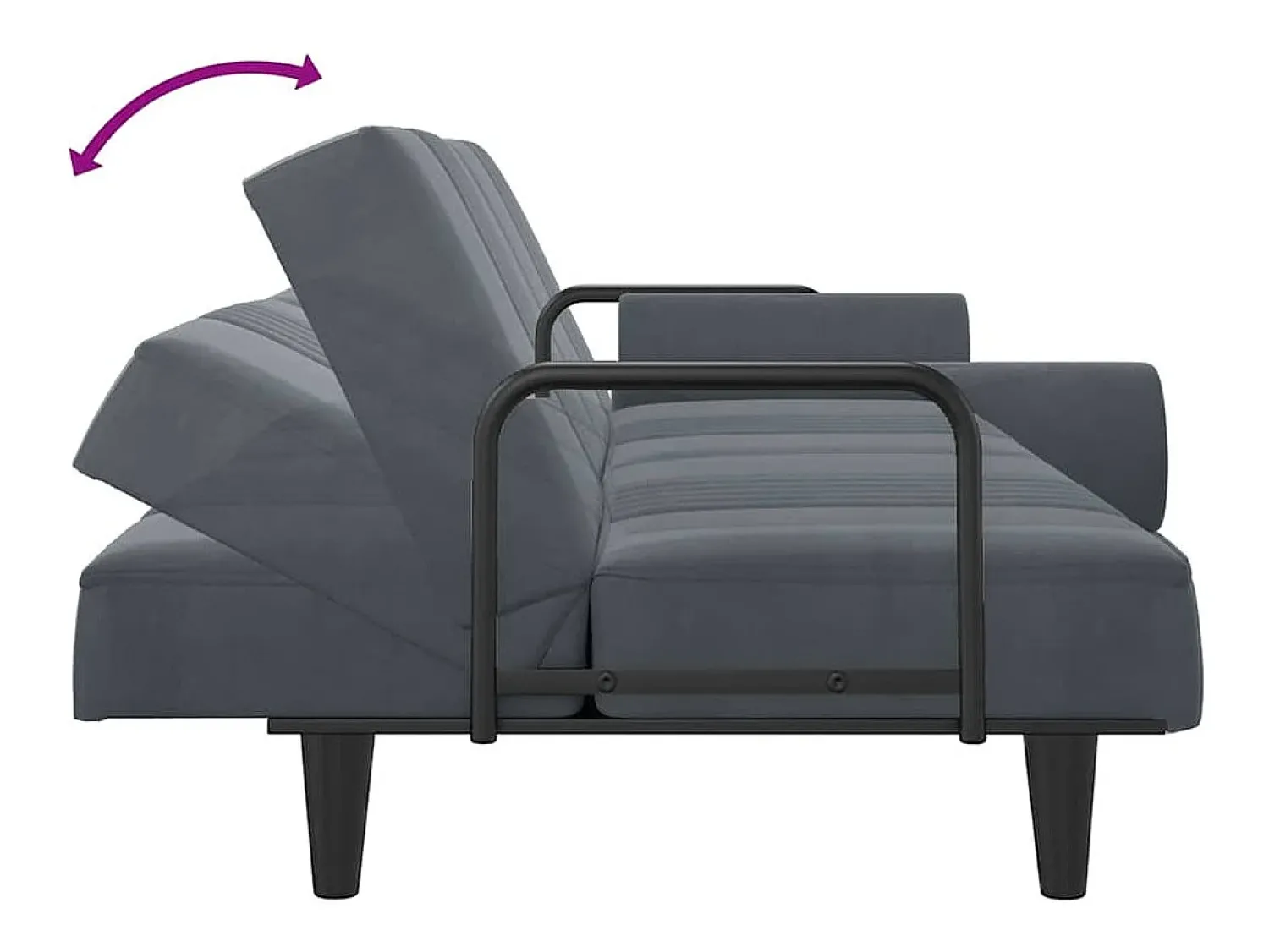 Online vidaxl Sofá-cama com apoio de braços veludo -escuro Cinzento