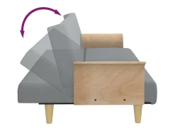 Sofá*vidaxl Sofá-cama com apoio de braços tecido -claro Cinzento