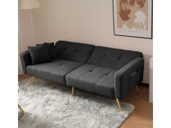 KOMHTOM Sofá-cama com função de cama, ângulo regulável, pés dourados, com almofadas e bolsas de arrumação laterais^ Sofá