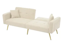 KOMHTOM Sofá-cama com função de cama, ângulo regulável, pés dourados, com almofadas e bolsas de arrumação laterais,^ Sofá