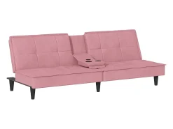 Sofá|vidaxl Sofá-cama com suporte para copos veludo Rosa