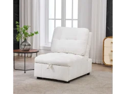 Poltrona*Merax Sofá-cama conversível - 68 x 95 x 76 cm - com encosto e profundidade do assento ajustáveis - tecido - Branco