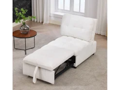Poltrona*Merax Sofá-cama conversível - 68 x 95 x 76 cm - com encosto e profundidade do assento ajustáveis - tecido - Branco