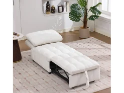Poltrona*Merax Sofá-cama conversível - 68 x 95 x 76 cm - com encosto e profundidade do assento ajustáveis - tecido - Branco