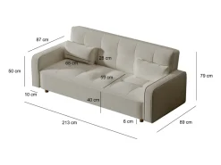 Sofá*Concept-Usine Sofá-Cama Conversível 3 Lugares Veludo Cotelê Estilo Escandinavo Moderno Terracota