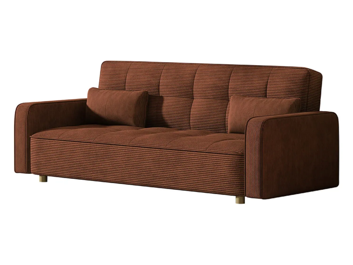 Sofá*Concept-Usine Sofá-Cama Conversível 3 Lugares Veludo Cotelê Estilo Escandinavo Moderno Terracota