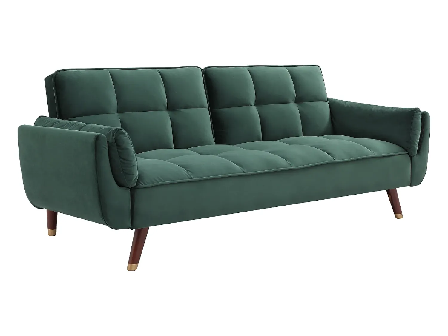 Sofá*Vente-unique Sofá-cama conversível de 3 lugares GULCAN com mecanismo click-clack em veludo . Verde