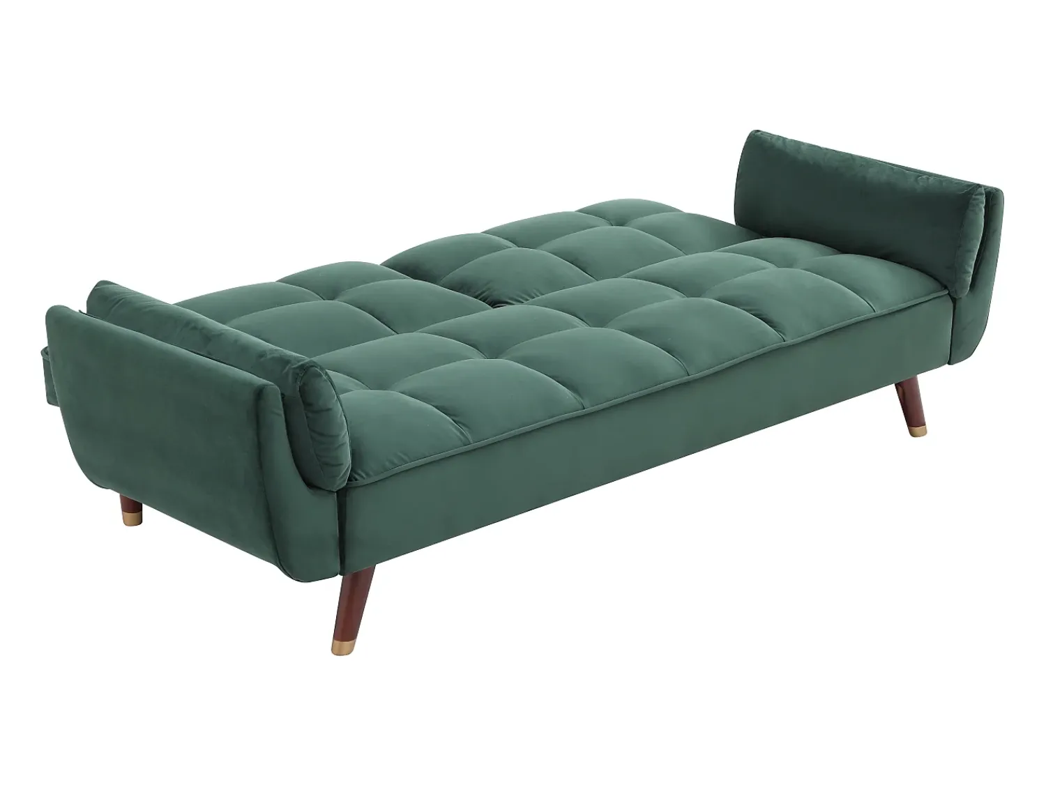 Sofá*Vente-unique Sofá-cama conversível de 3 lugares GULCAN com mecanismo click-clack em veludo . Verde