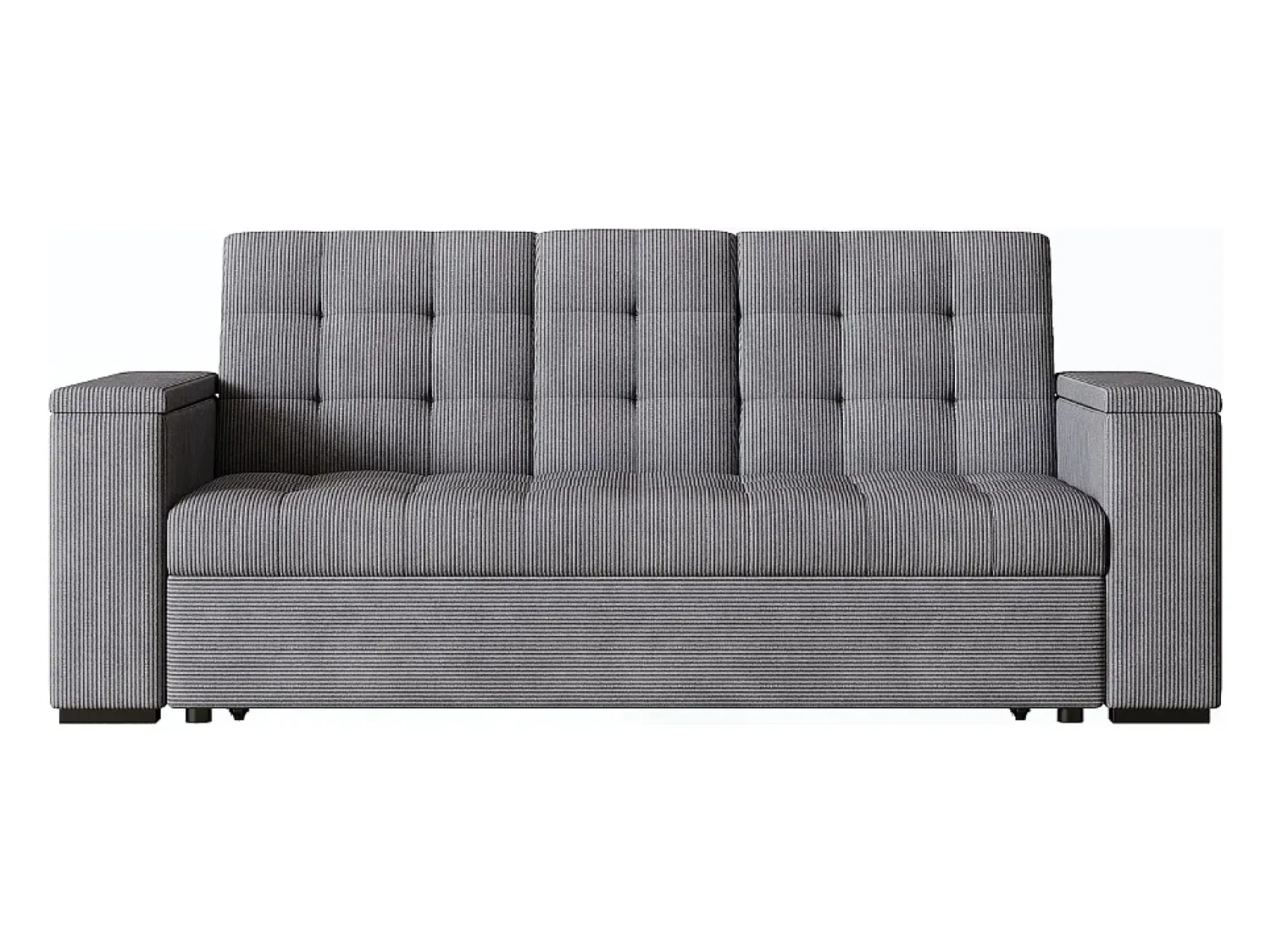 Sofá|Concept-Usine Sofá-Cama Conversível Modular de 3 Lugares em Veludo Cotelê Cinza com Armazenamento NOHO Cinzento