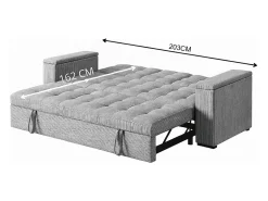 Sofá|Concept-Usine Sofá-Cama Conversível Modular de 3 Lugares em Veludo Cotelê Cinza com Armazenamento NOHO Cinzento